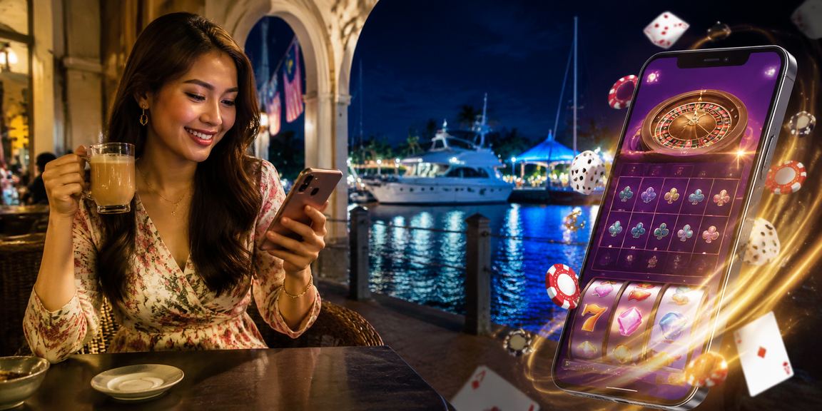 Pengguna Malaysia di Langkawi mengakses platform hiburan stc4d melalui aplikasi kasino mudah alih